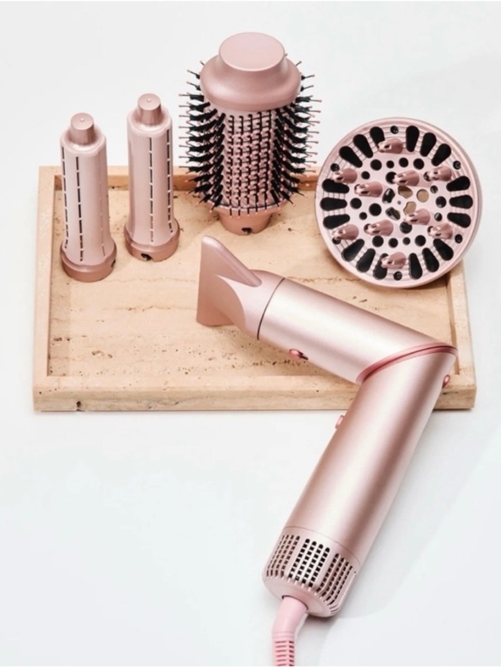 Rose Gold 5-in-1 Women’s Hair Styling Set - Multi-Attachment Hot Air Styler